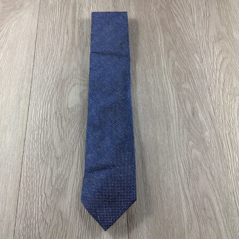 Stafford Navy Metallic Polka Dot Tie